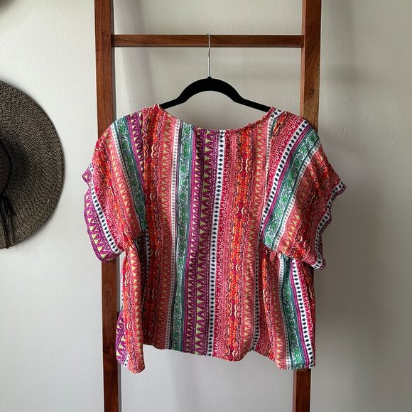 LIKE NEW Anthropologie Maeve Milla Aztec Boho Printed Top - Picture 5 of 6
